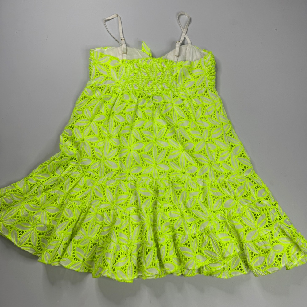 Lilly Pulitzer Briana Dress Womens 6 Pepino Green Mambo Eyelet Neon Mini NWT - Picture 4 of 11